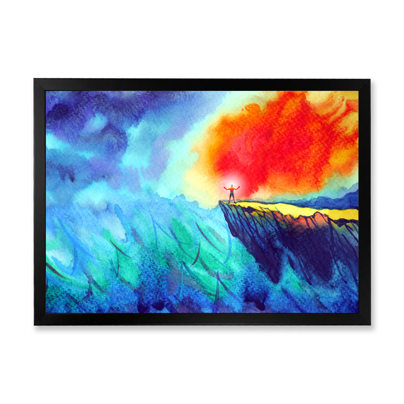Humain avec une puissante planète énergie II - reproduction sur toile, H 8 po x l 12 po x P 1 po, Cadre d'angle fermé noir