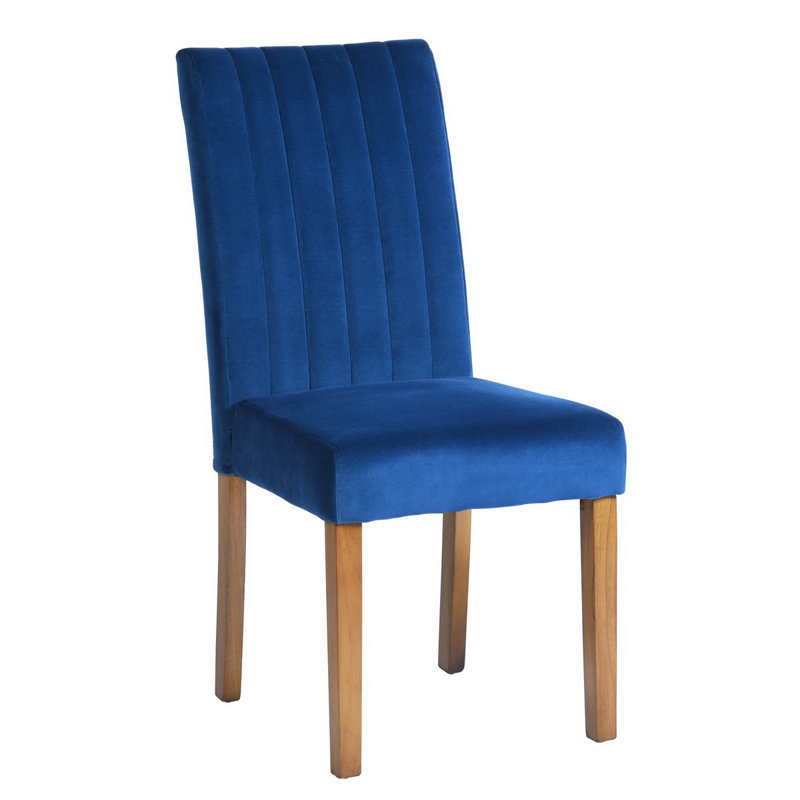 Beley Upholstered Dining Chair, Blue, Oak