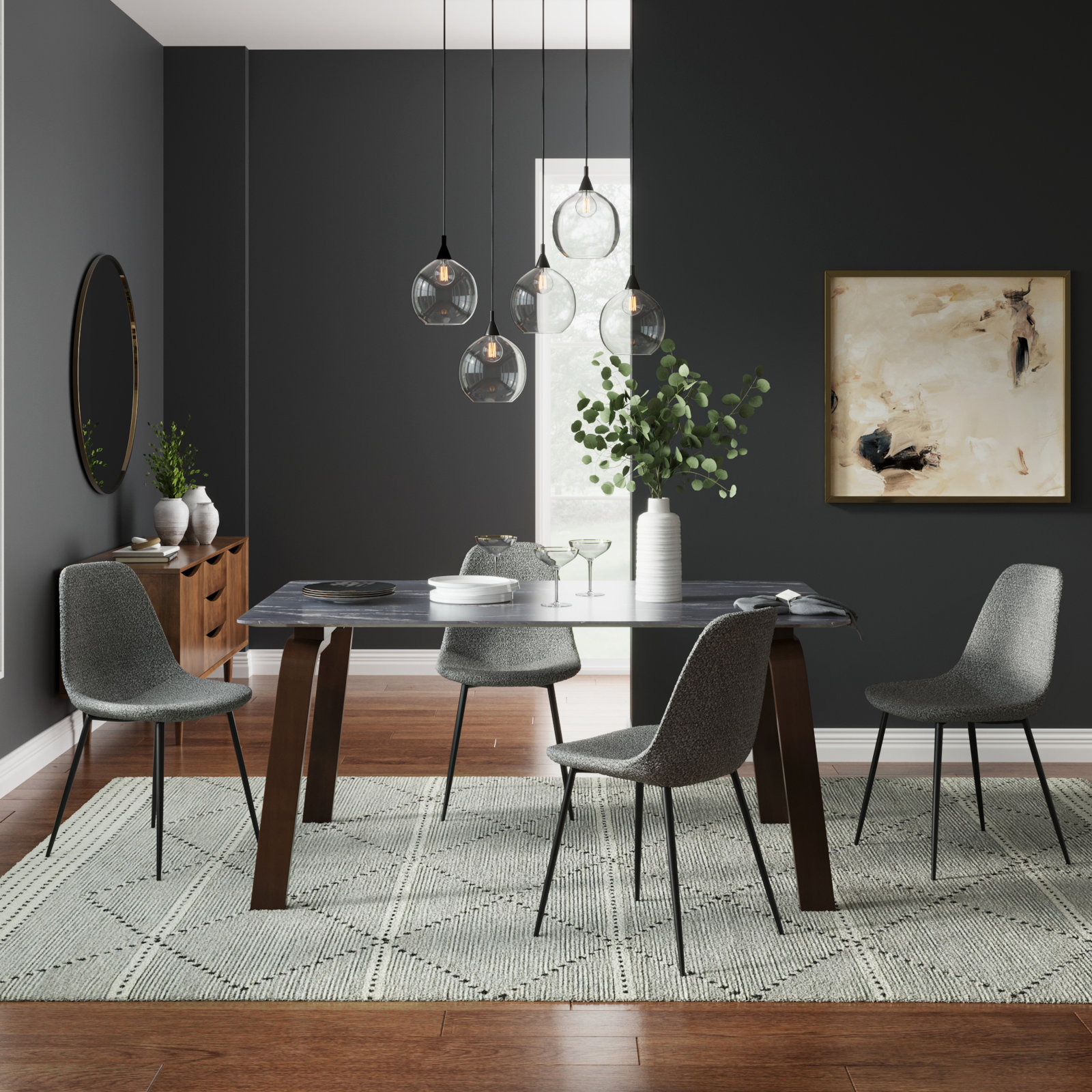 Kody Boucle Dining Chair, Gray Boucle