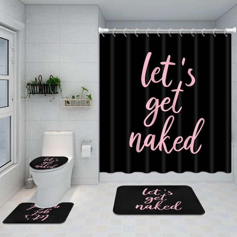 Ensemble de tapis de salle de bain rose antidérapant 4 pièces