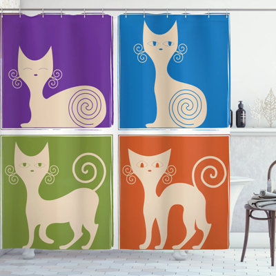 Ensemble de rideau de douche décoration dessinez chats Kids