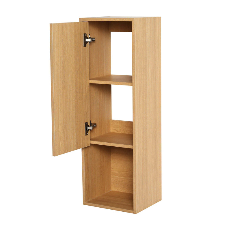 12 Inch Original Oak Small Wall Mount Side Cabinet, Soft Close Door KD Pack Storage Cabinet