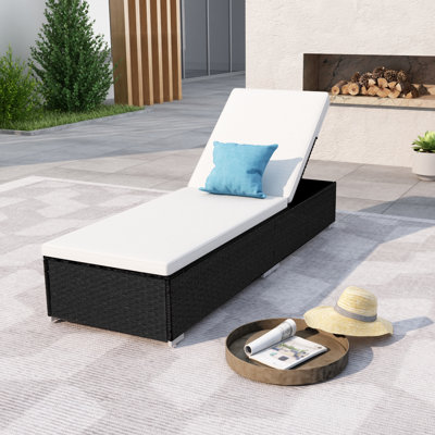 Outdoor Rust-Resistant Metal Chaise Lounge , Cushion Included