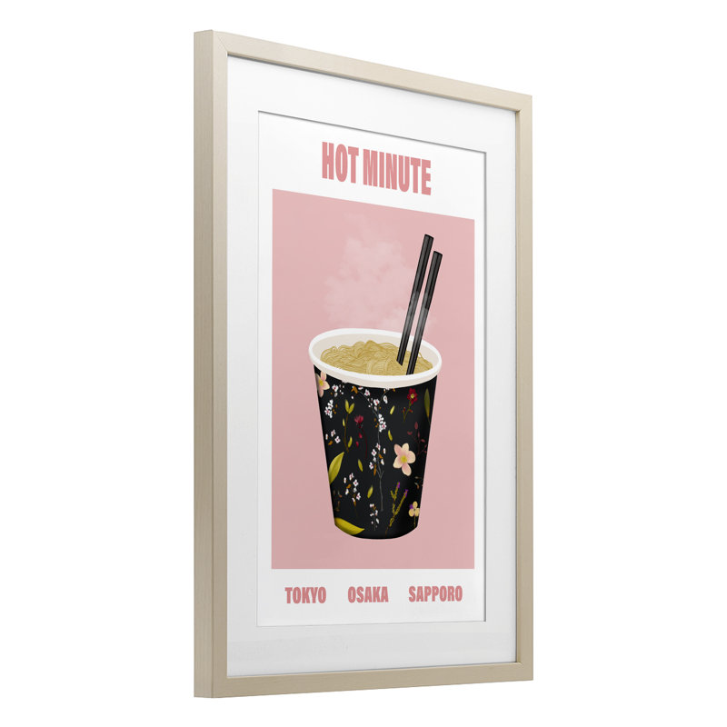 «Hot Minute Cup of Noodles», reproduction encadrée sous verre, design par A Barefoot Stylist, H 23 po x l 17 po