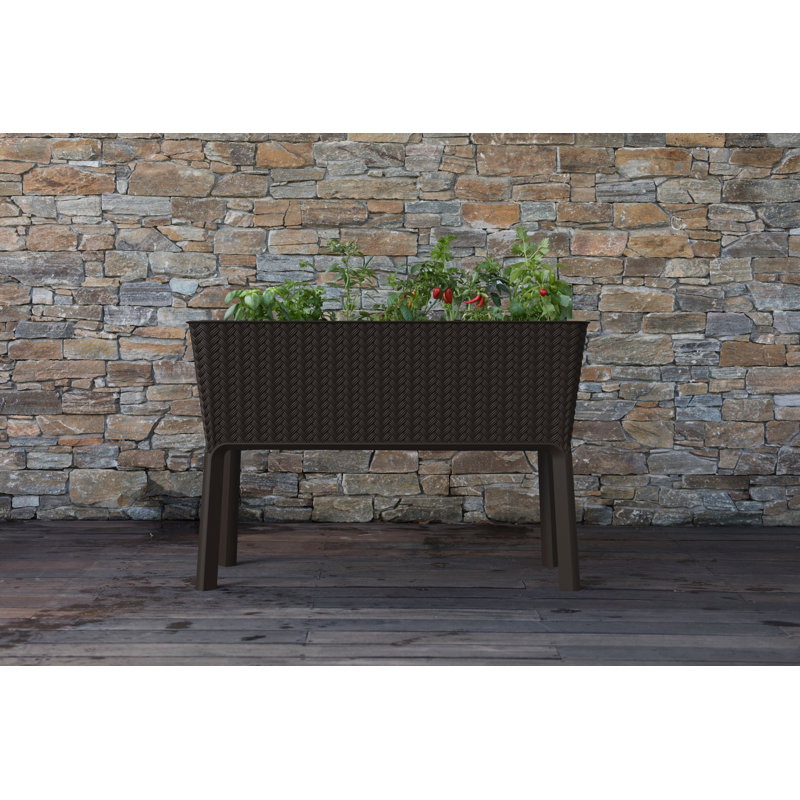 Espresso Brown Resin Elevated Self-Watering Garden Bed Planter