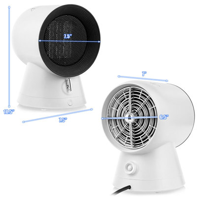 Costway 1500w Portable Space Heater Electric Desktop Heating Fan Ptc Ceramic White