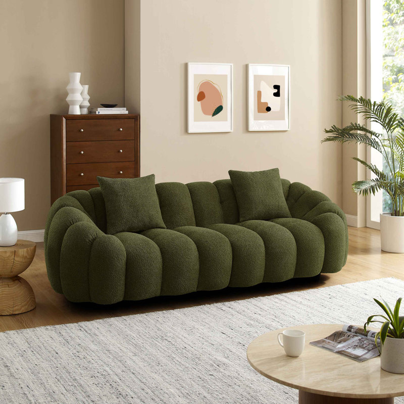 Winnie Round Arms Modular Sofa, Olive Boucle, 3