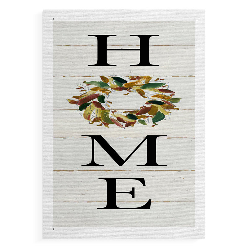 Home Fall Wreath -Canvas Print Only - NOT FRAMED, 18" H x 12" W