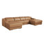 Canapé modulaire en cuir italien 4 pièces Clairemont Cognac Clairemont avec 2 fauteuils inclinables électriques et appuis-tête réglables-2075257899