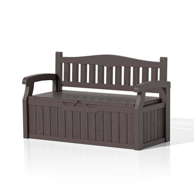 Patiowell 70 Gallons Storage Bench Durable Resin Outdoor Storage Deck Box For Furniture and Supplies by Patiowell