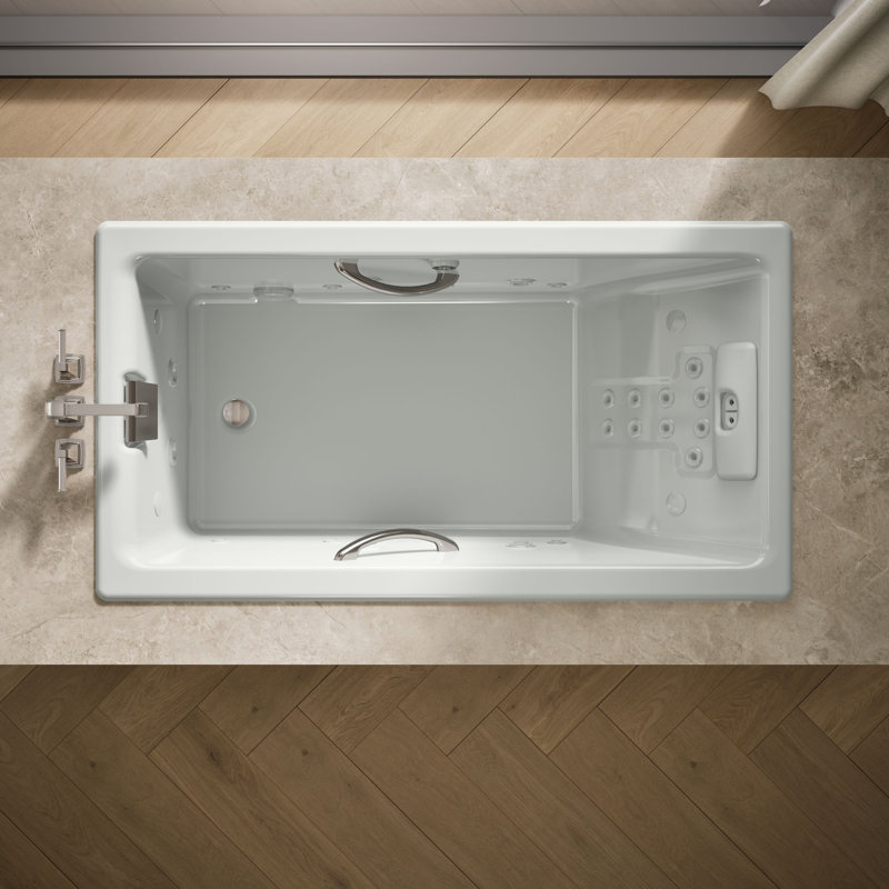 Tea-for-Two® 66" x 36" Drop-In Effervescence Whirlpool Bath with Spa/Massage Package, Ice Grey