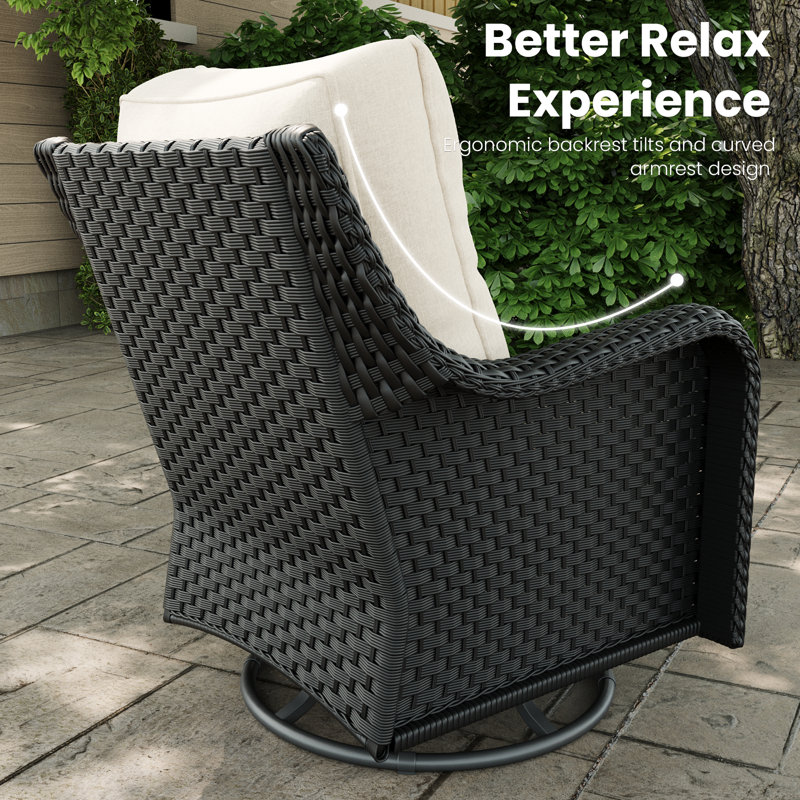 Metal Outdoor Lounge Chair, Beige, Black