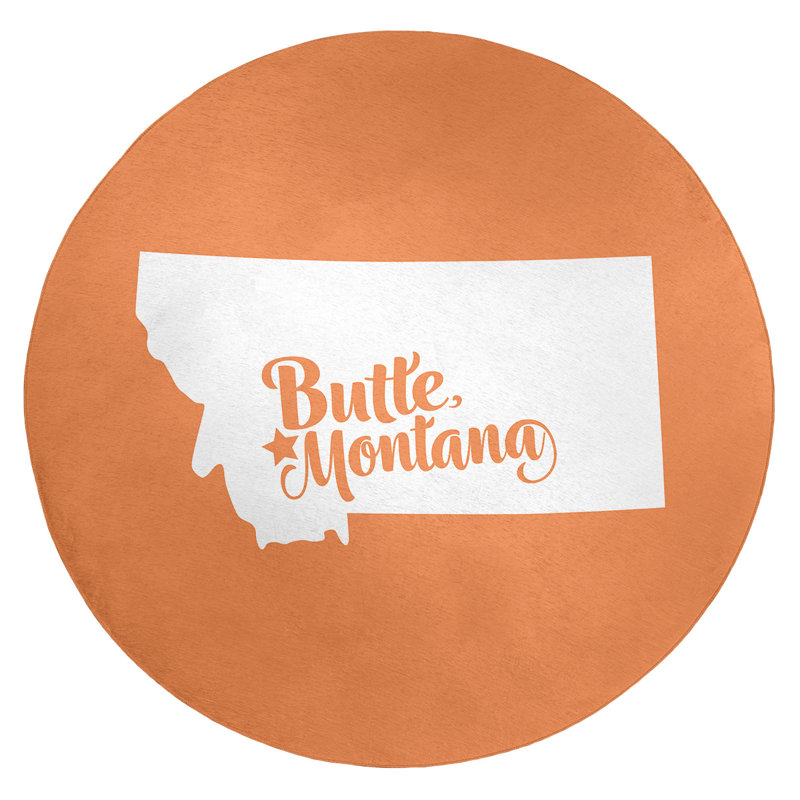Tapis de zone orange en butte montana polychenille, Rond 5 pi