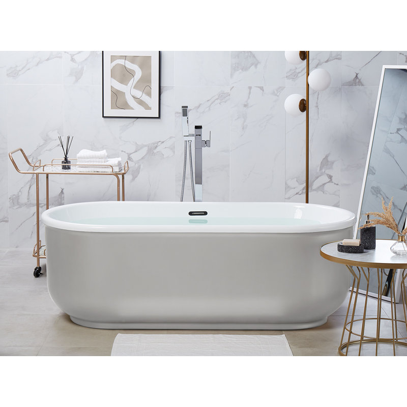 Jebediah 1700mm x 800mm Soaking Acrylic Bathtub, Silver