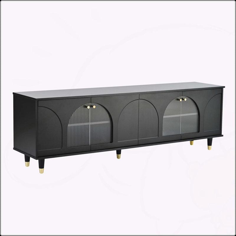 Meuble télé contemporain avec tablettes réglables pour téléviseur de 78 po ou moins, Noir