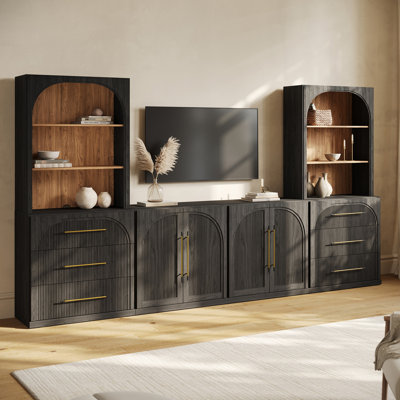 Ensemble de meuble télé 6 pièces Yunus Series 1B2H, ébène