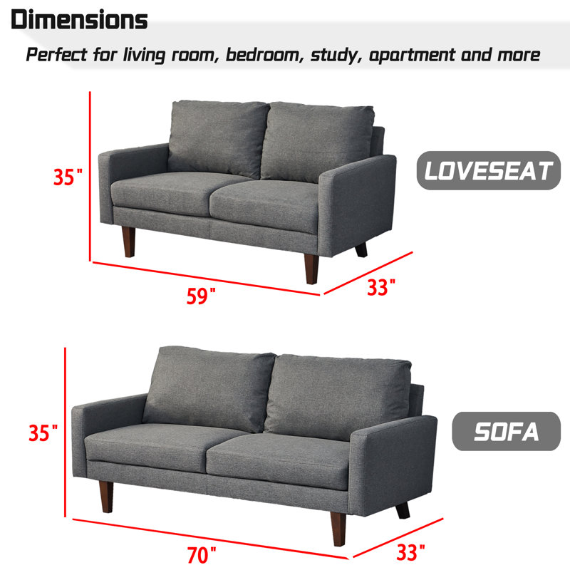 Monserat 70'' Upholstered Sofa, Light Gray