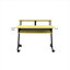 Bureau de studio d'enregistrement avec plateau pour clavier, 47 po de large, noir de jais et jaune, gestion des câbles, porte-gobelet, roulettes