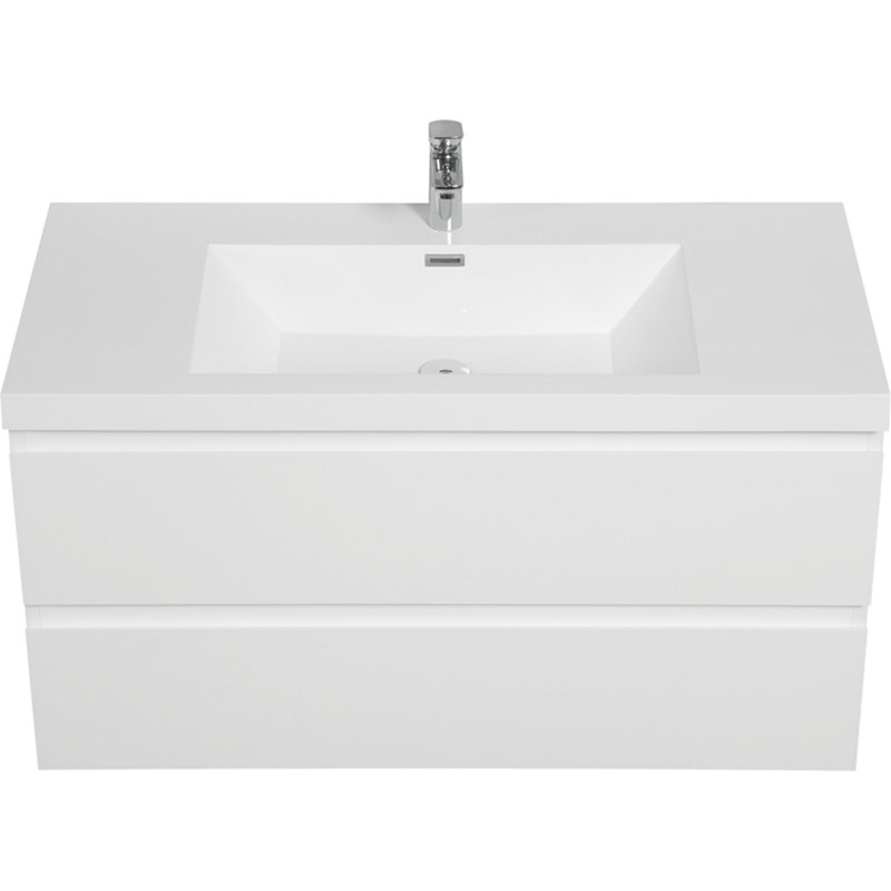 Meuble-lavabo flottant avec lavabo, Blanc, 41.93"