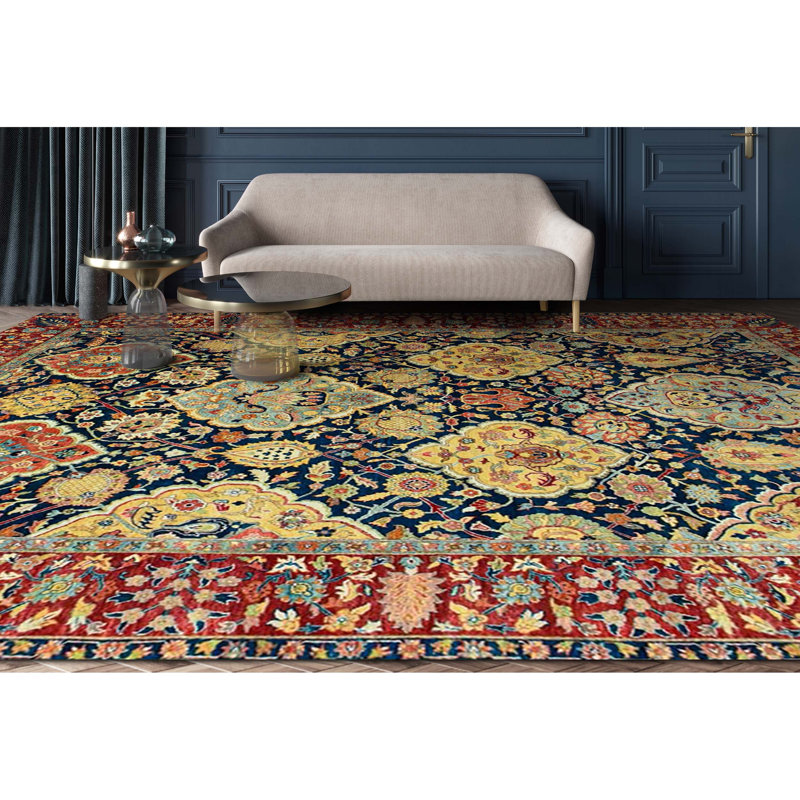 Bakshahesh Wool Oriental Area Rug in Navy/Rust, Rectangle 8' x 10'
