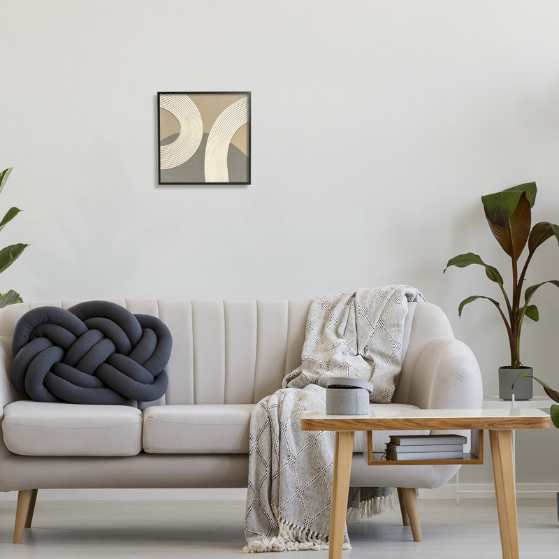 Formes circulaires contemporaines encadrées sur bois, Giclée encadrée noir minuit, H 12 po x l 12 po x P 1,5 po
