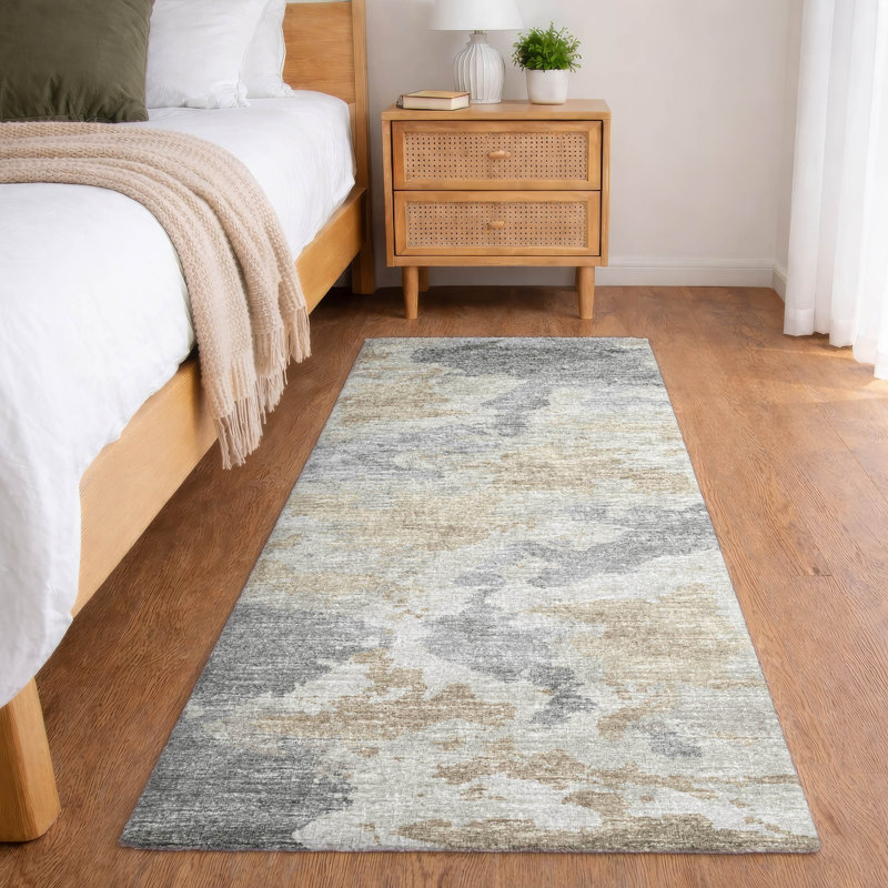 Premium Machine Washable Dream Shag ADS67 Soft Abstract Rug, 2'3" x 7'6" Runner, Beige