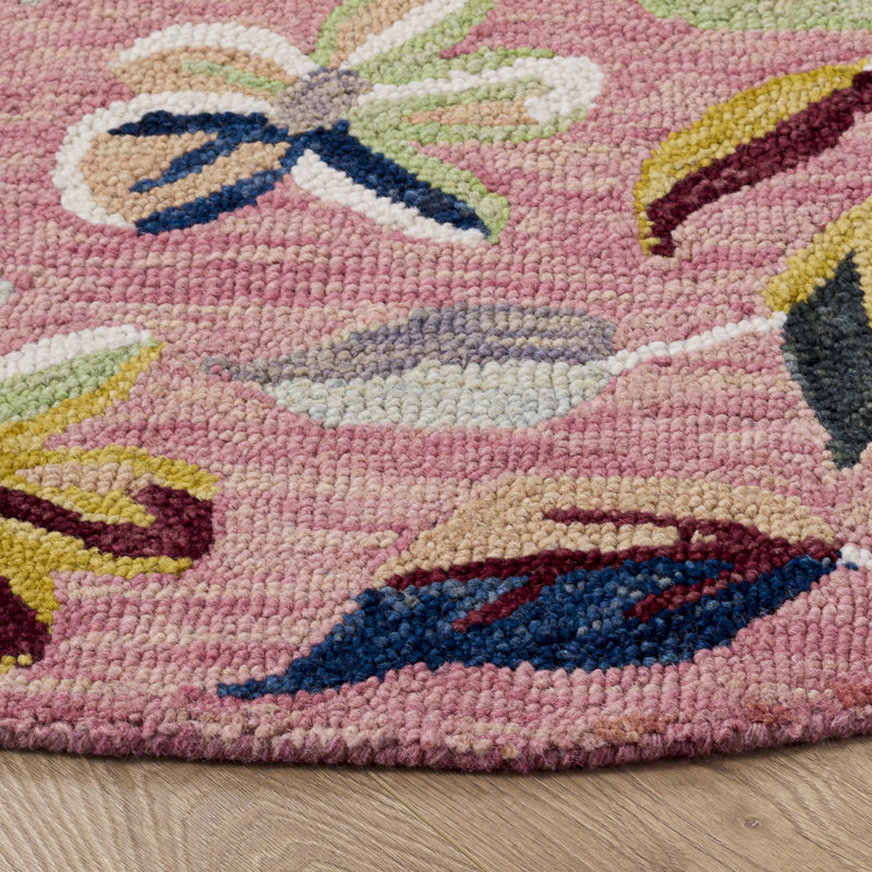Jardin Hand Tufted Wool; Cotton Floral Indoor Rug, Round 4'