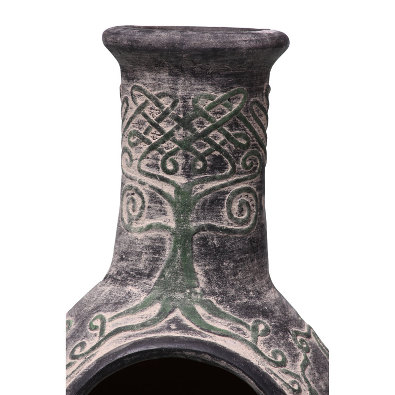 Derwyn Column Clay Smokeless Chimnea, Dark Grey