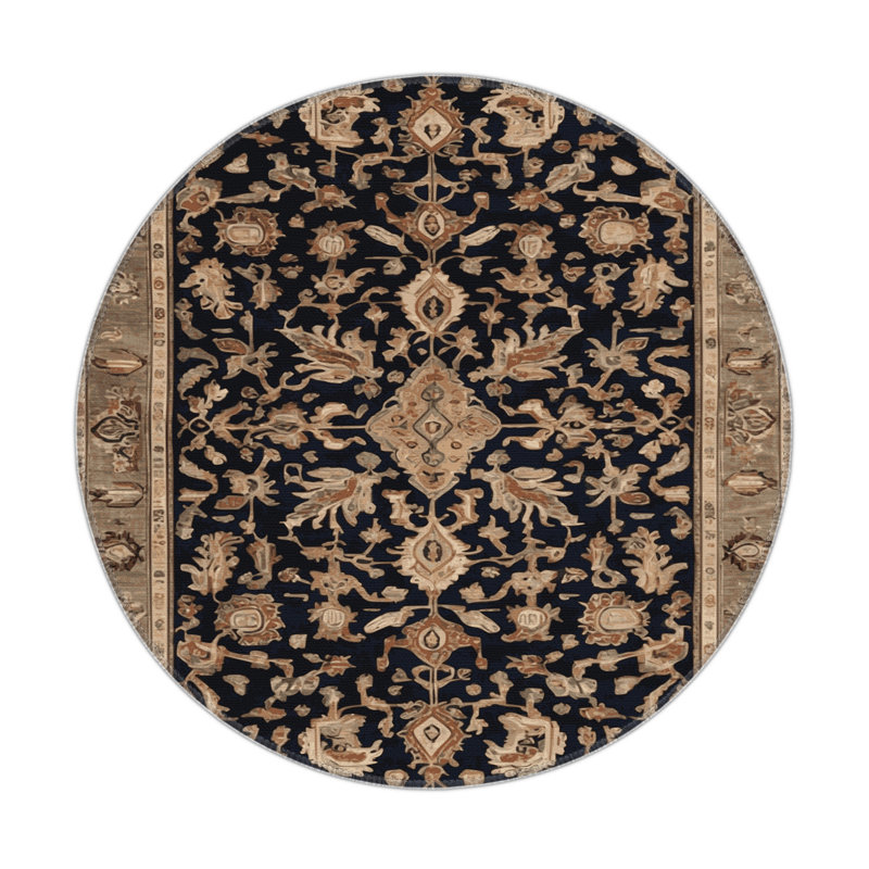 Tapis turc intérieur et extérieur brun, Rond 5 pi