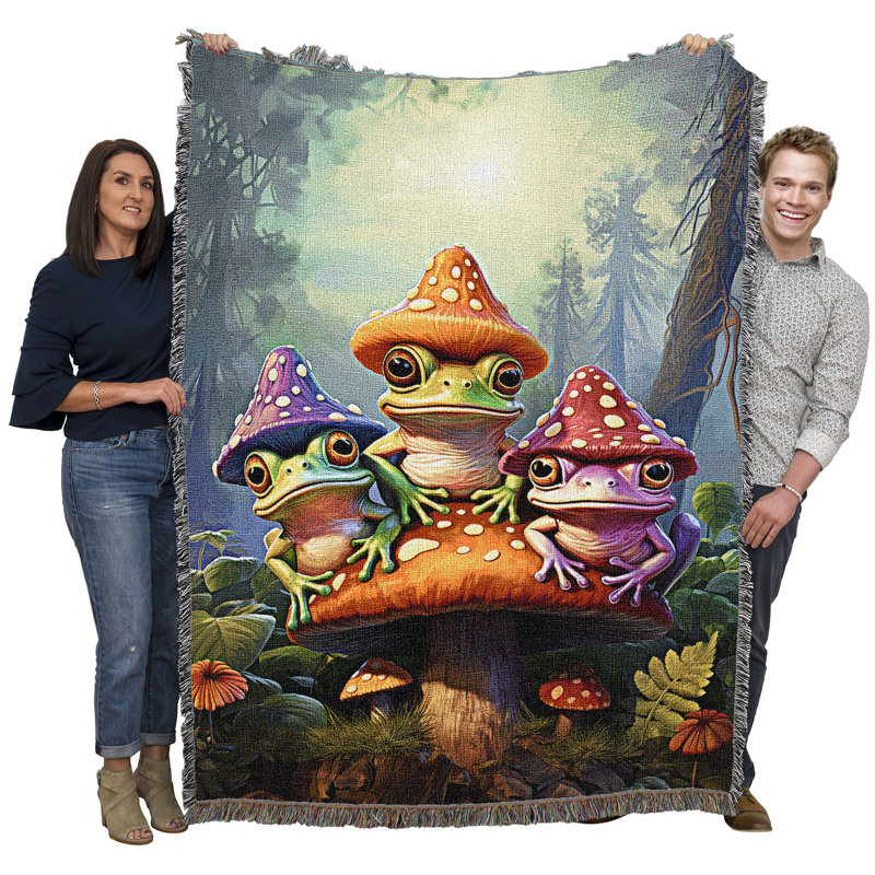 Jeté en coton Pure Country Weavers, Amis champignon et grenouille