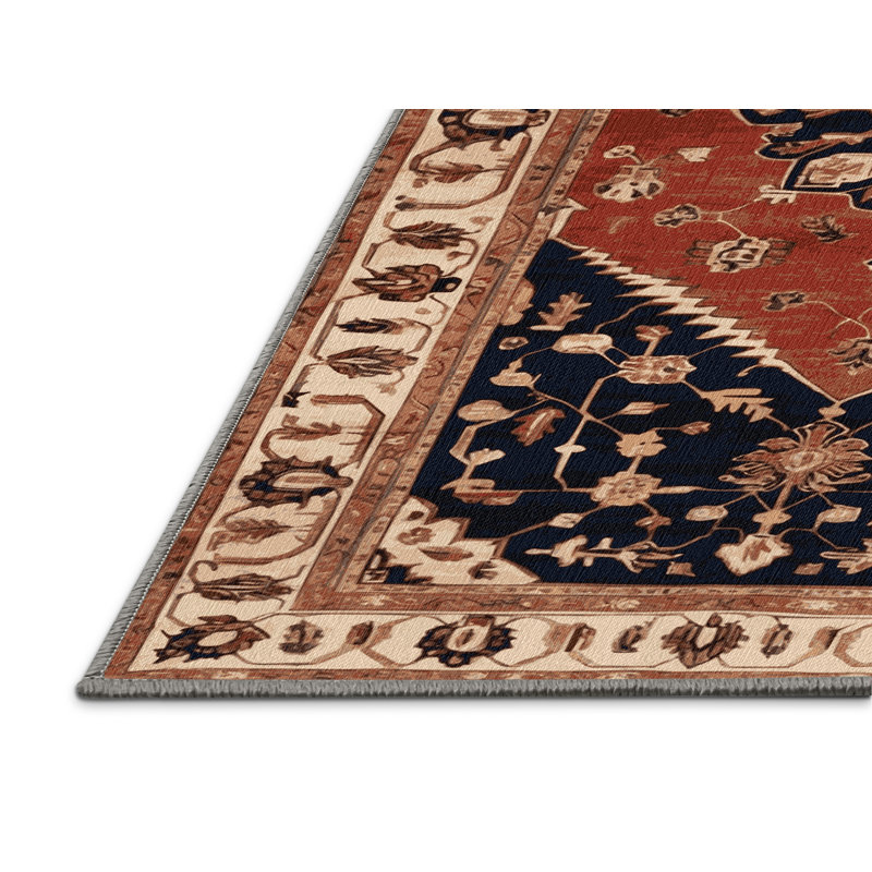Machine Washable Persian Brown Area Rug, Round 8'