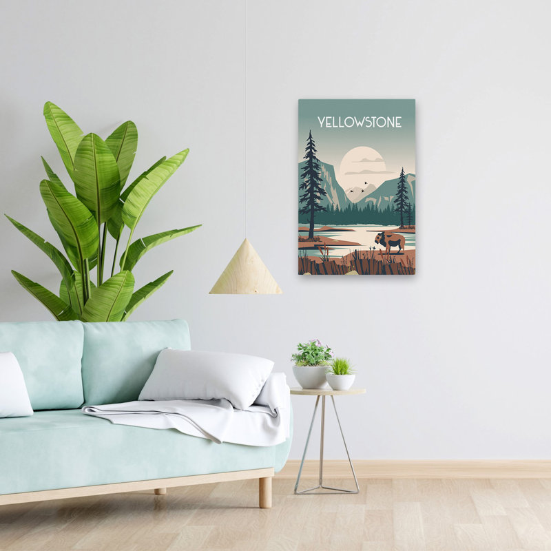 Yellowstone - animaux, bison, bleu, brun, H 24 po x l 16 po