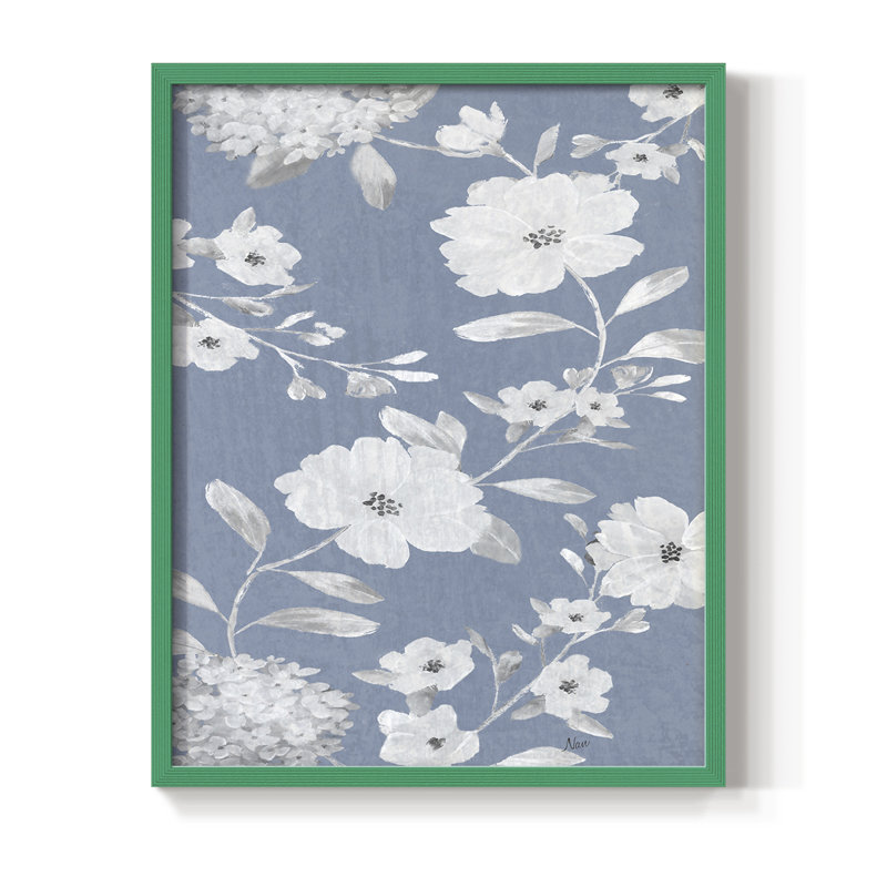 Bleu chinoiserie I, reproduction encadrée - bois massif, H 21 po x l 17 po, Vert