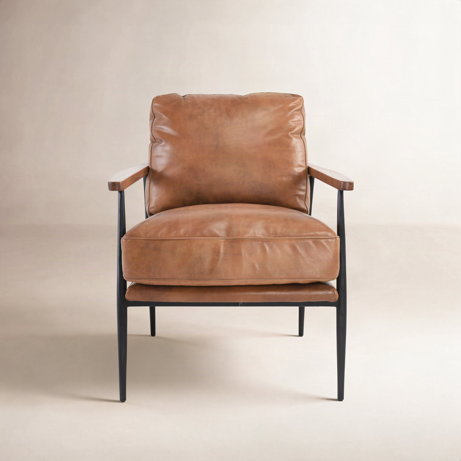 Arnold Genuine Leather Armchair, Brown/Black, Antique Brown/Brown