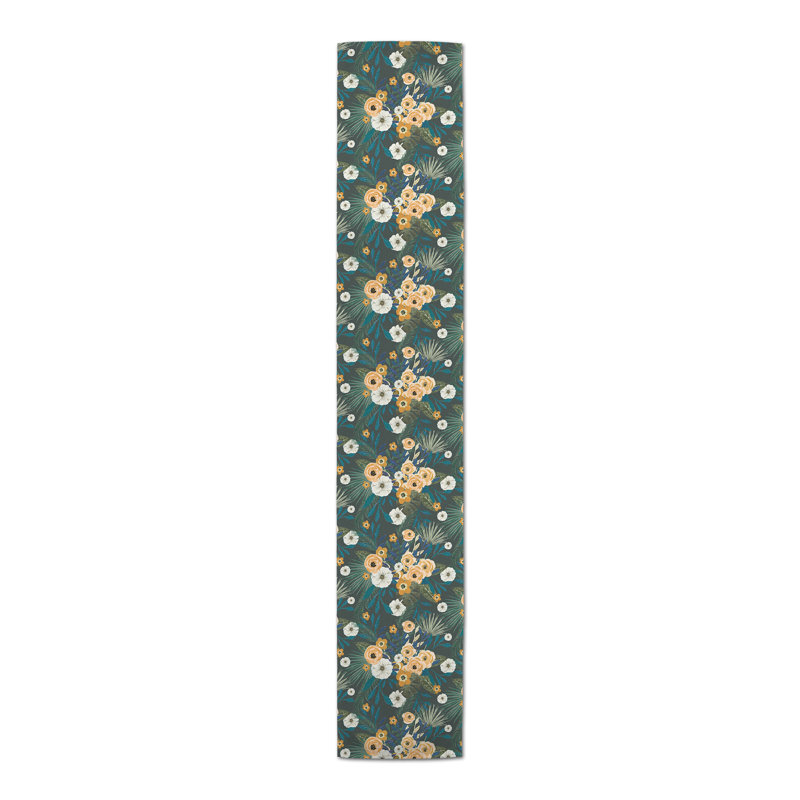 Green Tropical Floral Table Runner, 72" L x 16" W, Green