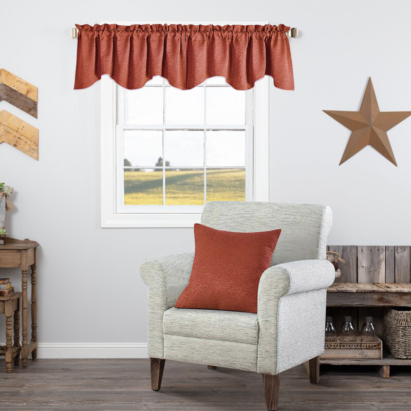 Angola Solid Colour Ruffled 56" Window Valance, Tigerlily