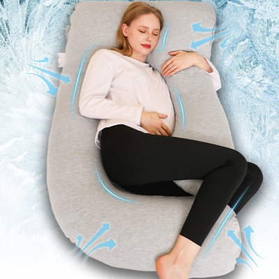 Chilling Home Pregnancy Pillow, Maternity Pillow for Pregnant Women Breathable Maternity Pillow for Pregnant Women, Comfortable Full Body Pillow Pregnancy Pillows for Sleeping,Jersey, Grey