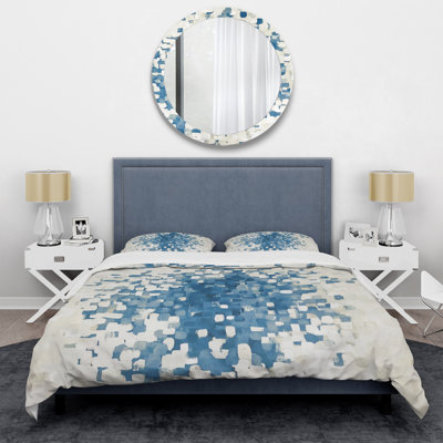 Geometric Blue Spots - Modern & Contemporary Duvet Cover Set - Microfiber Polyester