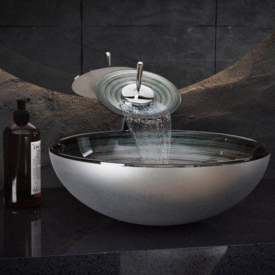 Lavabo vasque en verre Cascade 16,5 avec robinet