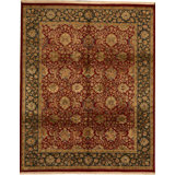 Hand-Knotted High-Quality Red and Green Area Rug