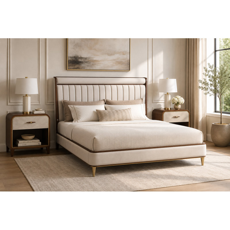 Houston Eastern King Channel Tufted Panel Bed - Walnut