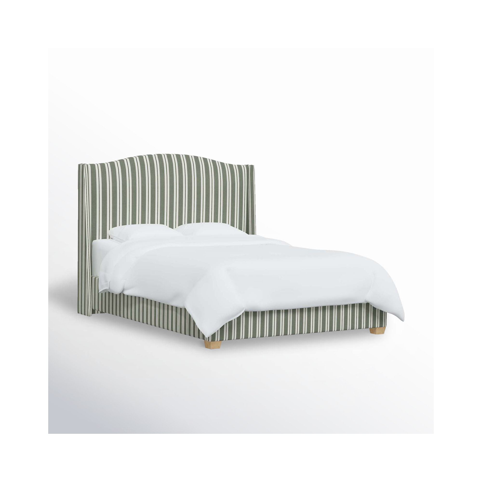 Allis Upholstered Wingback Bed, Anderson Stripe Green, King