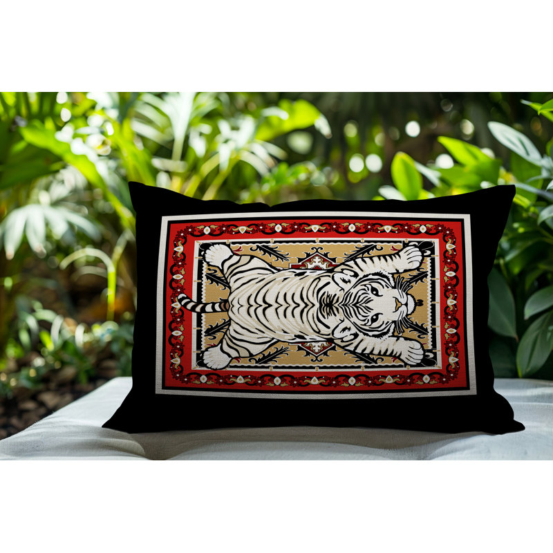 Oreiller rectangulaire réversible intérieur / extérieur Gibo Tiger, Rouge