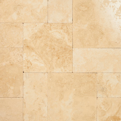 Ensemble de pavé Travertine Marzana crème à motif dégringolé (160 pieds carrés / unité, 120 pièces)