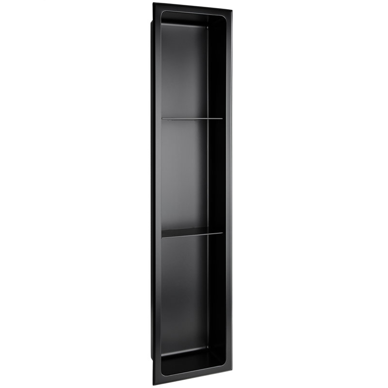 8 po X P 36 po X l 4 po Niche de douche à 3 tablettes en acier inoxydable de calibre 18 D, Noir