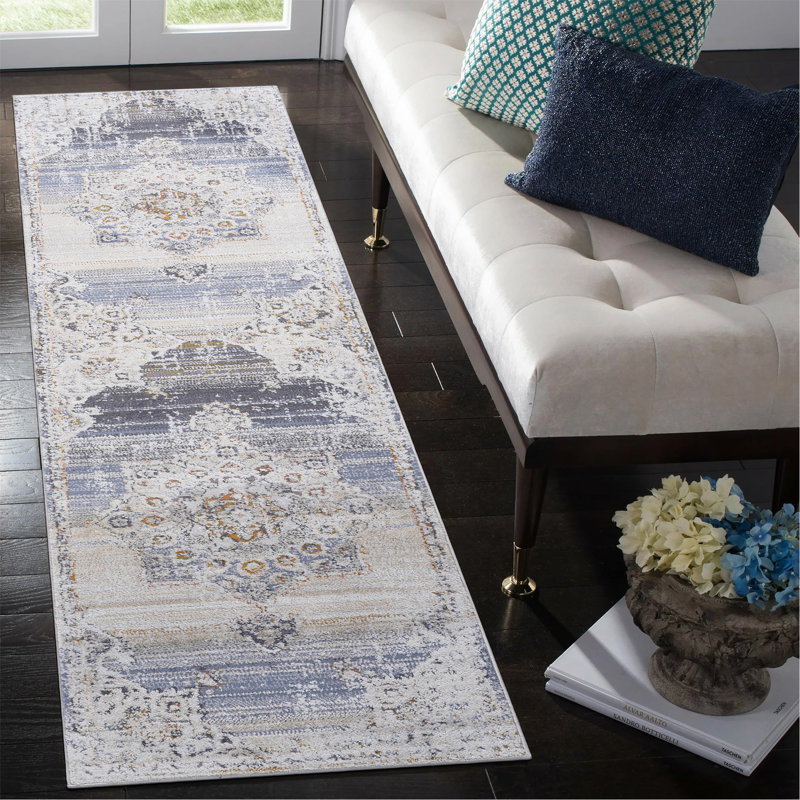2X8 Cream /Medallion Runner Rug, Runner 2'2" x 8'