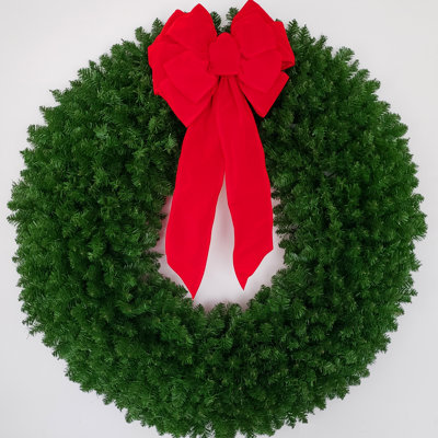 Couronne de Noël 60 po avec grand nœud rouge