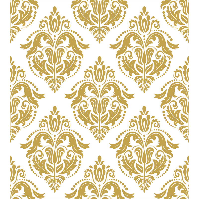 Queen Yellow and White Baroque Victorian Duvet Cover Set