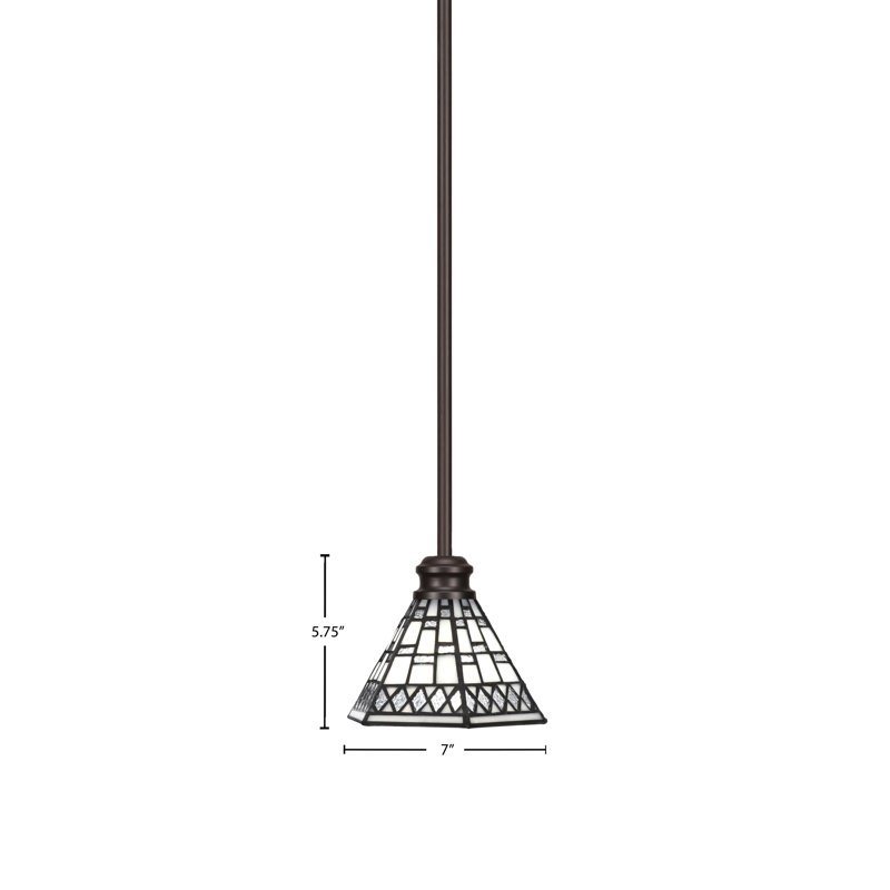 Mini-luminaire suspendu avec tige en verre étain 7 "Edge, Espresso