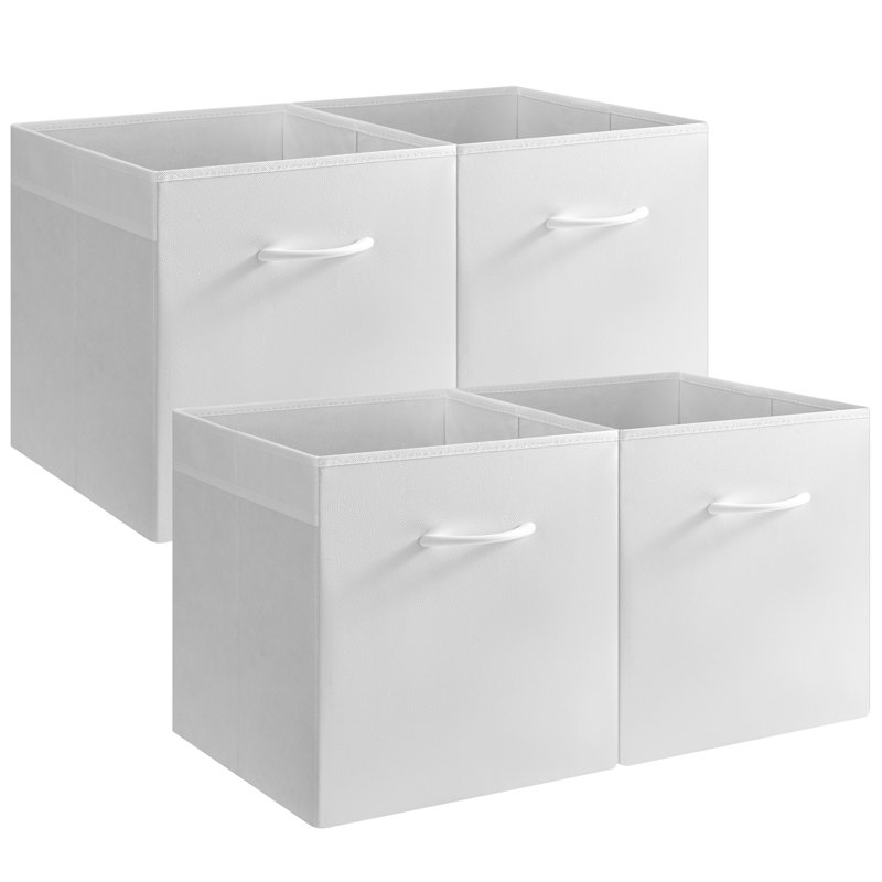 Storage Cube Bins with Handle, Cube Organizer Baskets for Shelves and Closet, 12.75" H x 12.75" W x 12.75" D, Brown